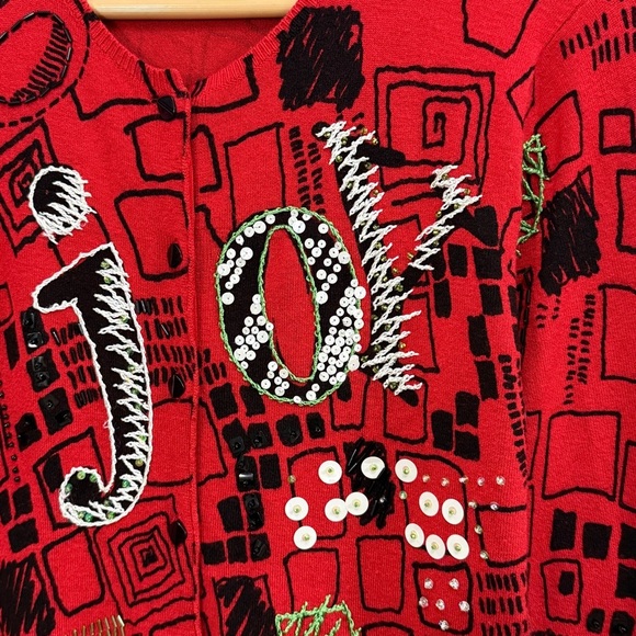 Susan Bristol Modern Sequin Holiday Christmas Cardigan Medium - Picture 3 of 8